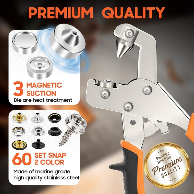 toolhoper Snap Fastener Tool, Snap Kit with Tool, Canvas Snap Tool with 220 pcs Boat Cover Snaps, Repair and Replace Snaps DIY Leather, Sewing, Tarps, Fabric - Image 2